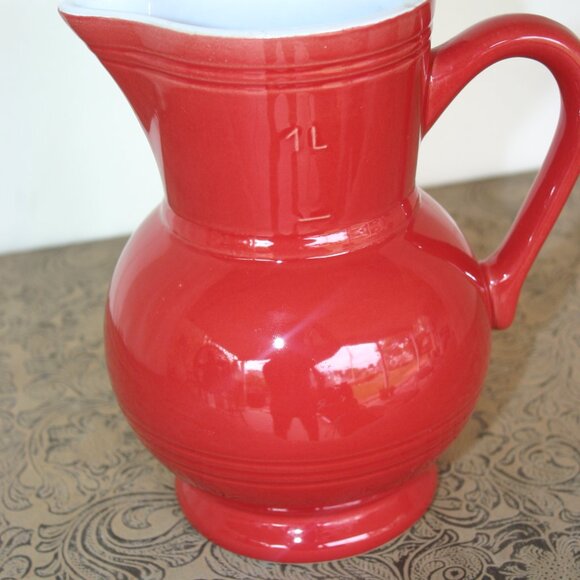 Emile Henry VTG Cherry Red 8" Pitcher made in France B-206 - Picture 8 of 8